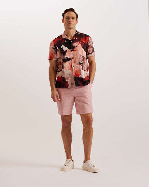 DAMASKS-Shorts-Slim Cotton Linen Short- Ted Baker Romania